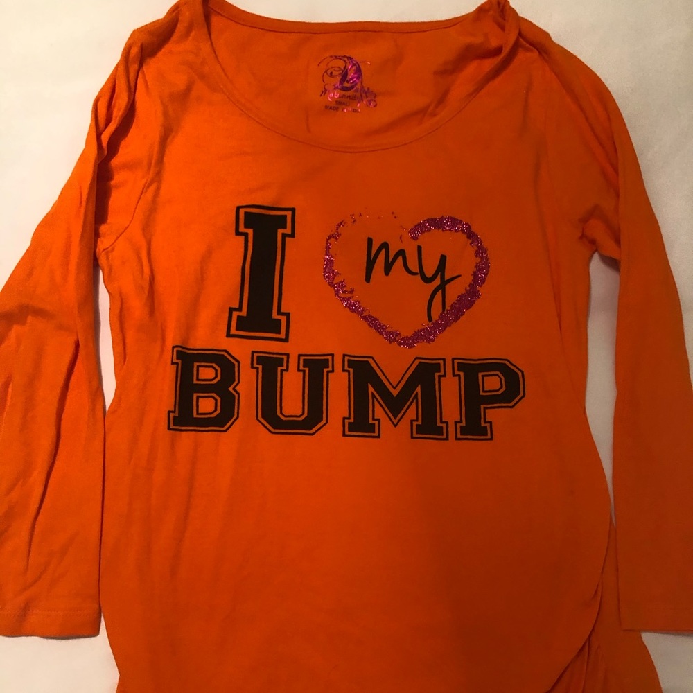 Orange Maternity Top Bump Love sz Small